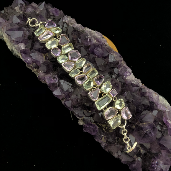 Amethyst and Green Amethyst Bracelet.