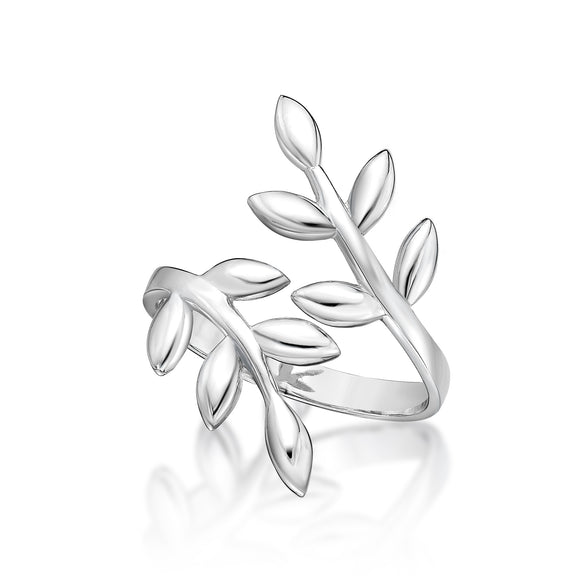 CJR21.     Silver Olive Branch Ring