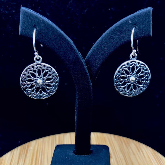 Mandala Silver Dangle Earrings