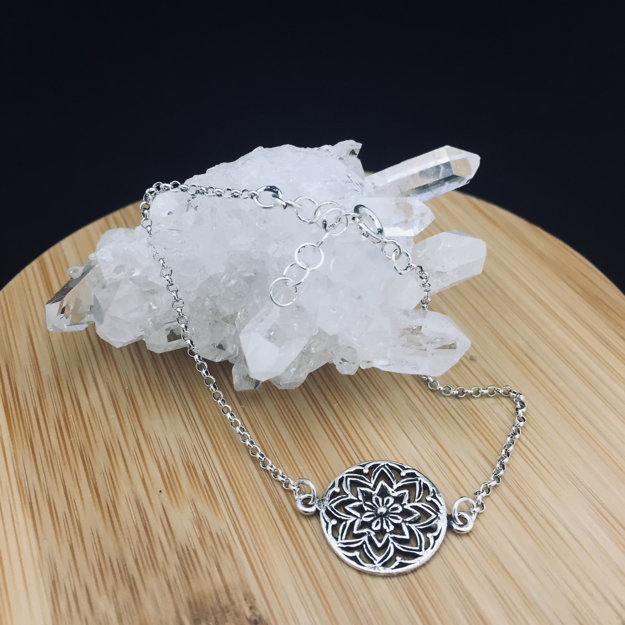 Sterling silver mandala necklace deals
