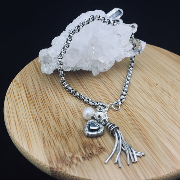 Silver Bracelet with Charms