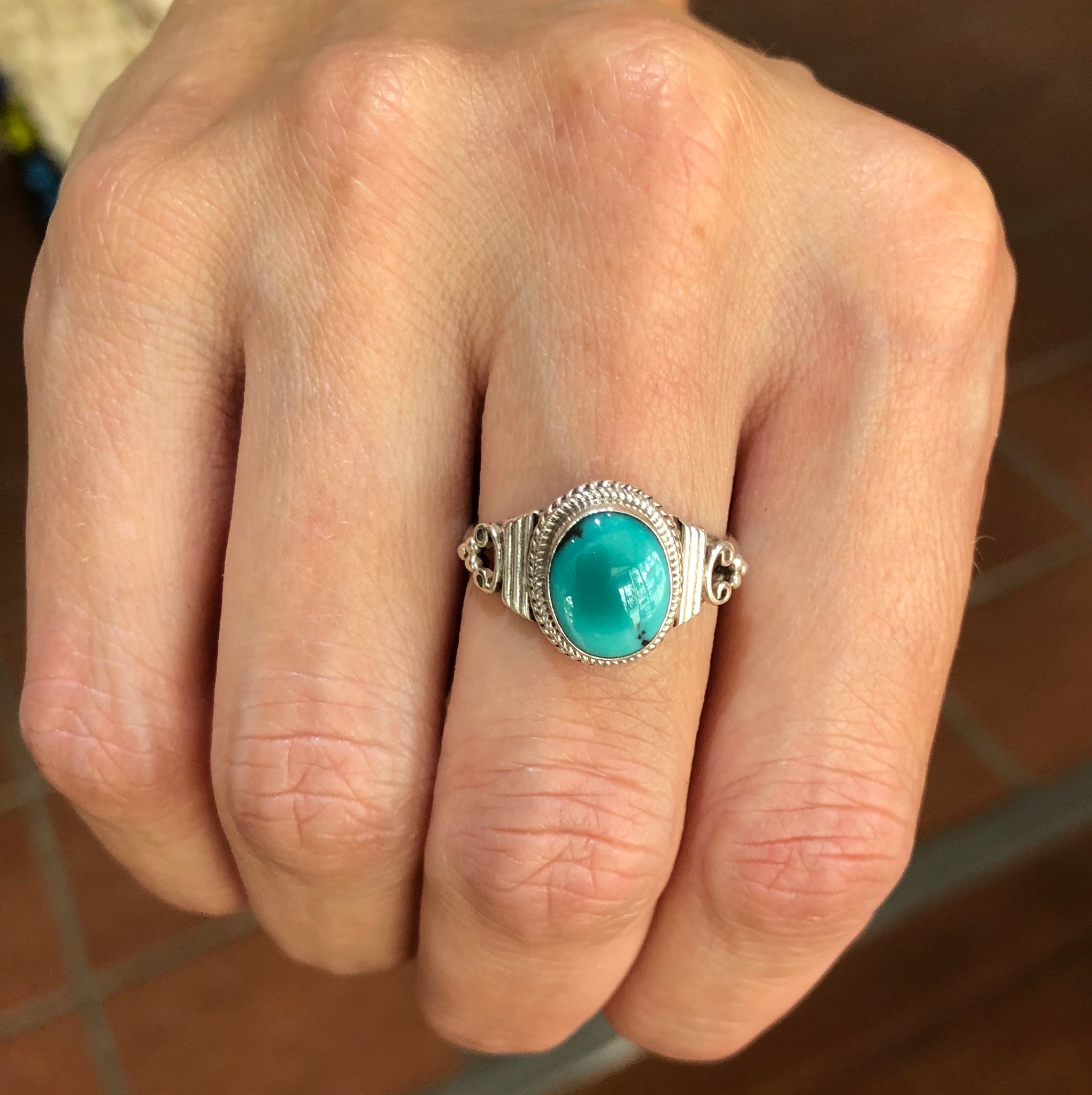 Mens real turquoise rings top