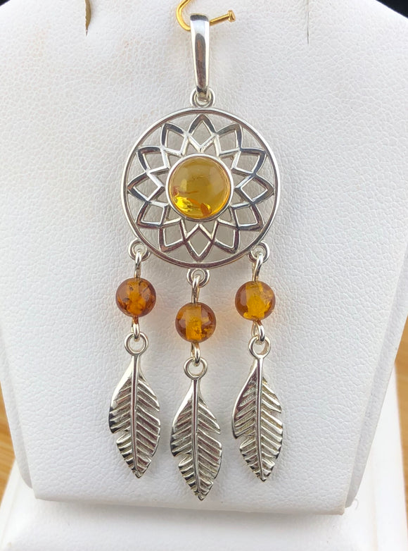 Amber Dreamcatcher Pendant