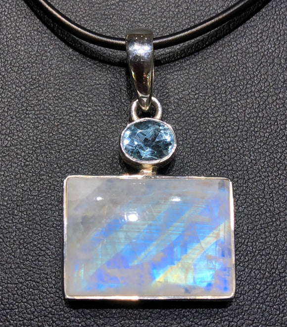 Moonstone and Blue Topaz Pendant                OLP 24