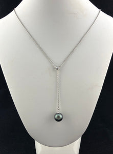 Tahitian Black Pearl Lariat Necklace
