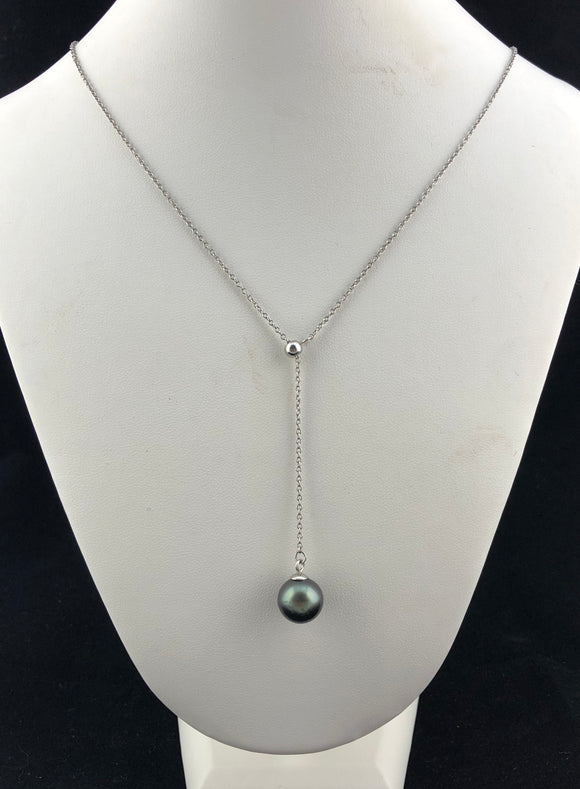 Tahitian Black Pearl Lariat Necklace