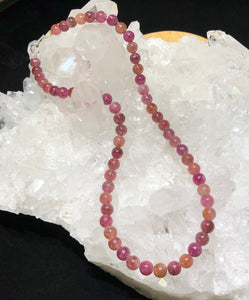Pink Tourmaline Bead Necklace                    7mm beads